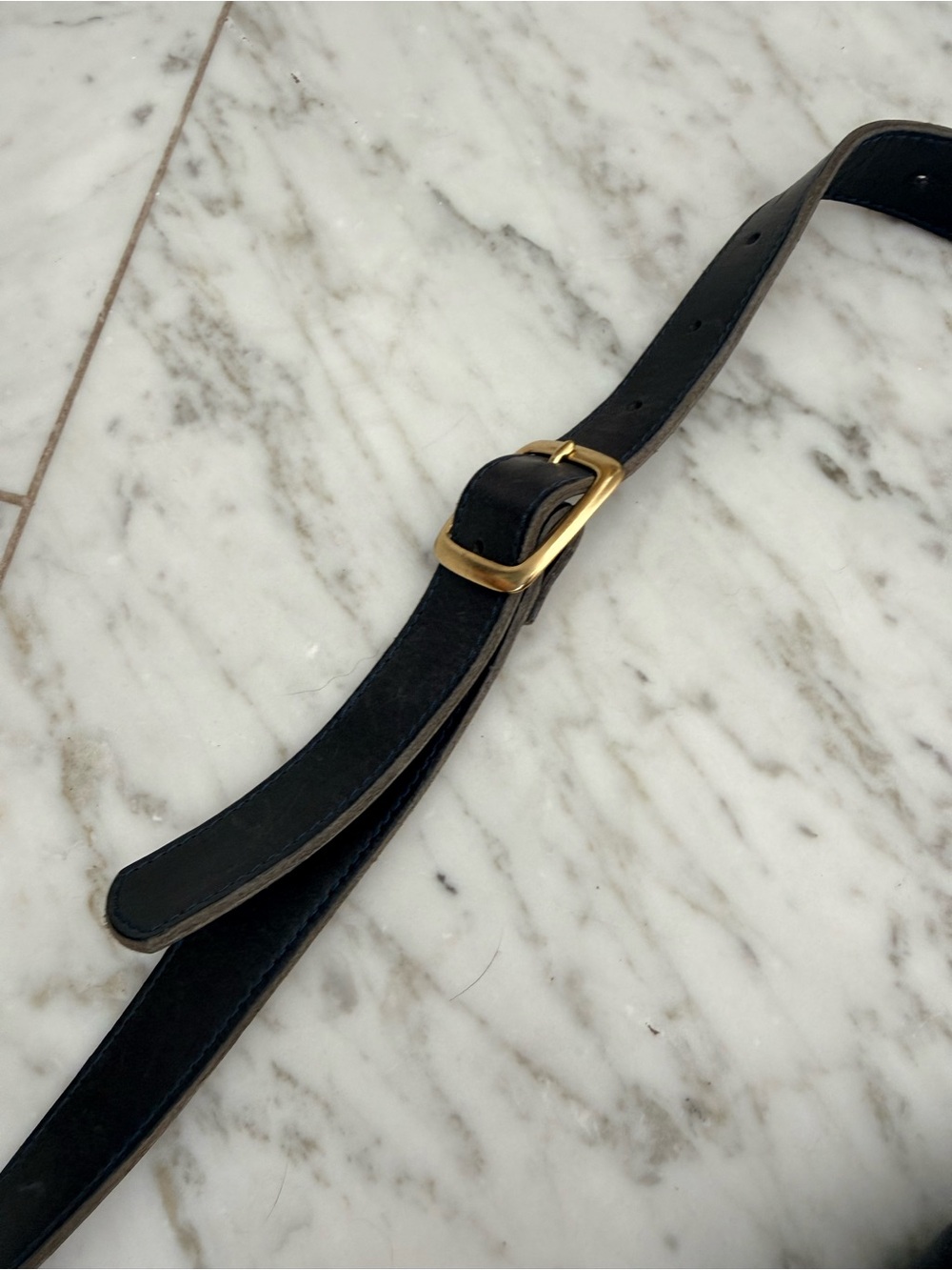 Ladies Navy Crossbody Bag with Gold Zip and Black Strap - Picture 6 of 9